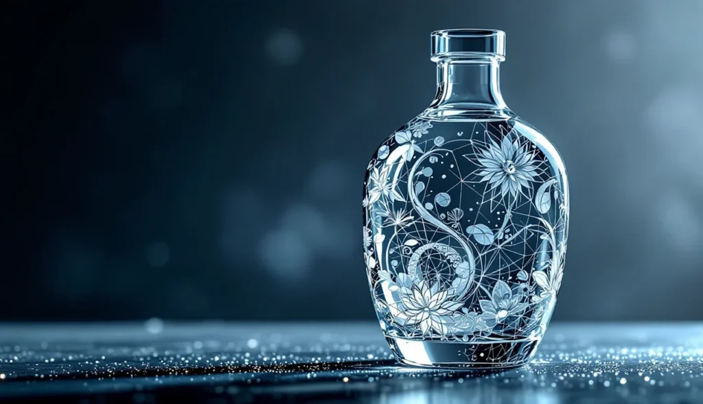Bouteille en verre gravée au laser avec un design élégant et personnalisé