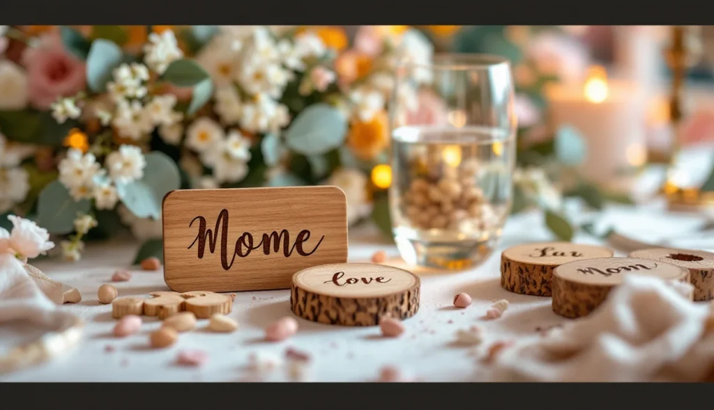 Cadeaux personnalisés en gravure laser pour mariage, bois et verre