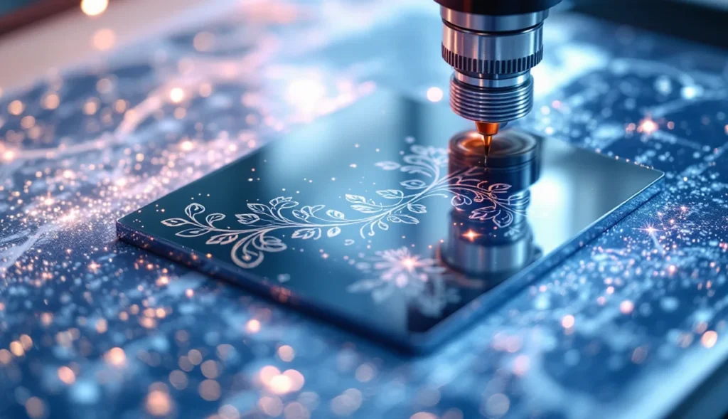 Gravure laser sur miroir avec motifs délicats et précis
