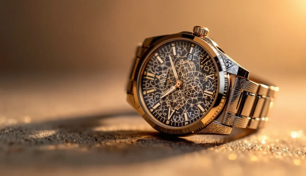 Montre avec gravure laser personnalisée, mettant en avant des motifs uniques