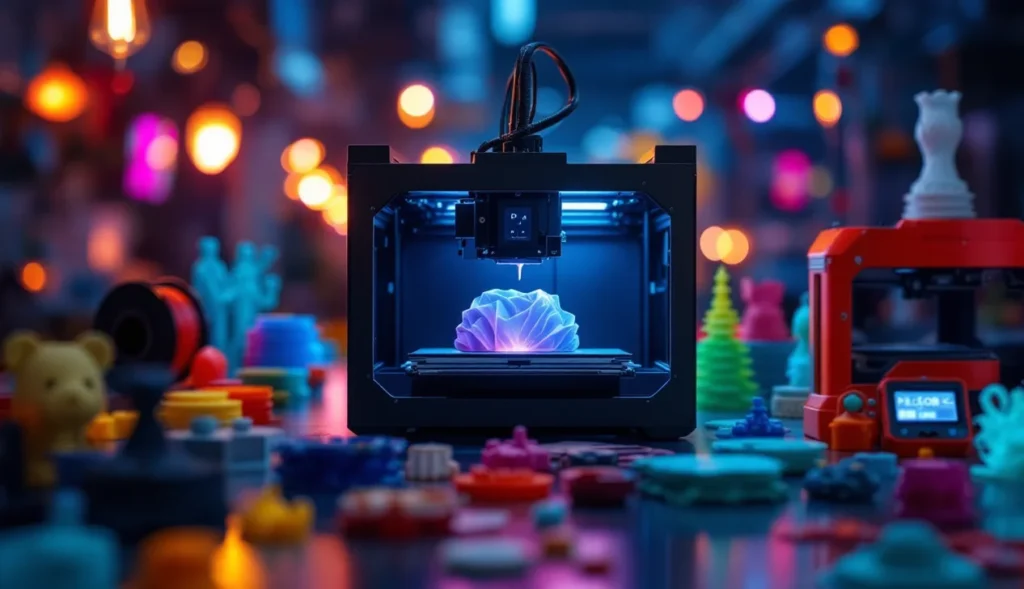 Imprimante 3D moderne en action avec impression en cours