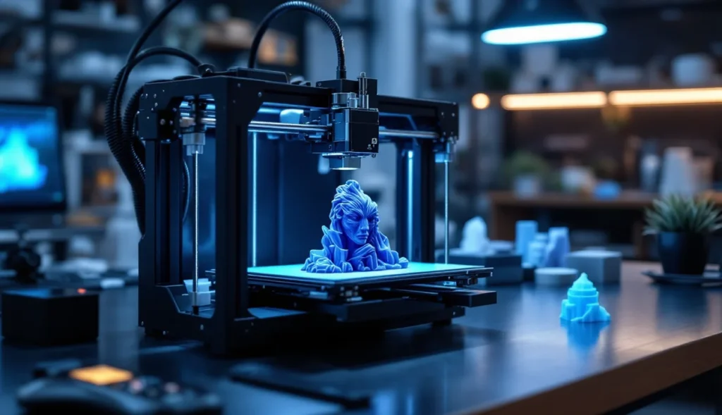 Impression 3D en cours montrant la hauteur de couche sur une pièce