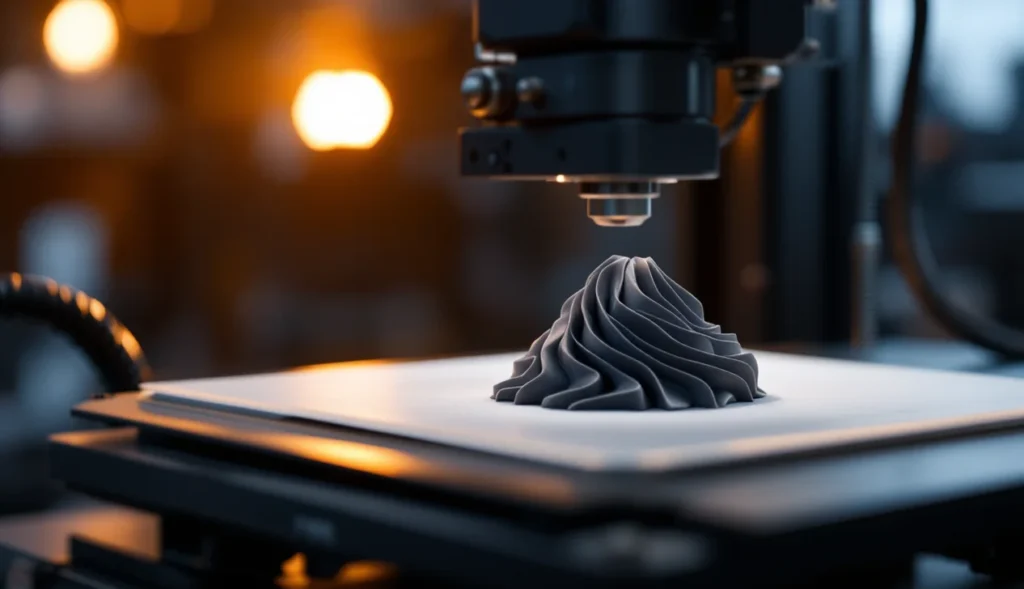 Impression 3D en cours avec une pièce qui se décolle du plateau