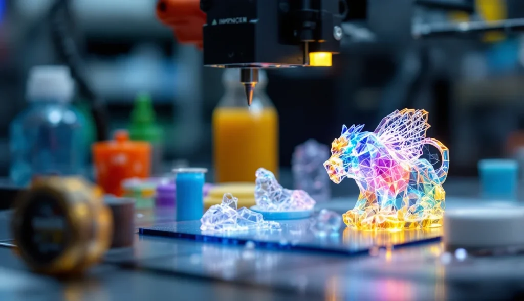 Impression 3D résine transparente avec une pièce finie claire et lisse