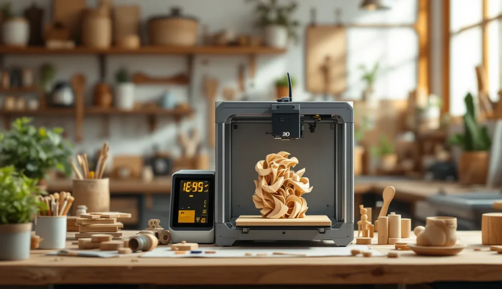 Imprimante 3D utilisant un filament bois dans un atelier créatif