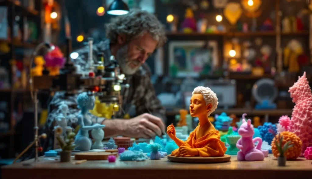 Charles Hull, inventeur de l'imprimante 3D, avec ses prototypes